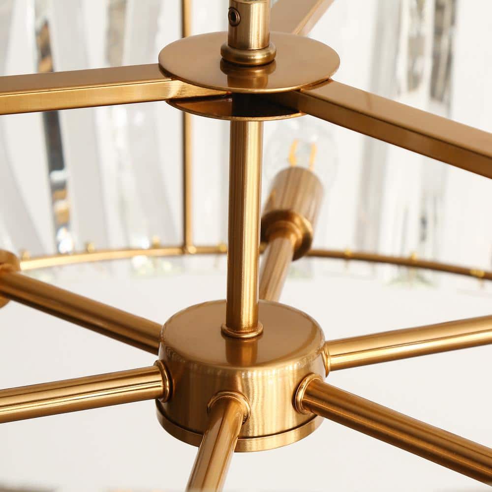 Eurydamas 28.3" Gold Brass Crystal Drum Chandelier