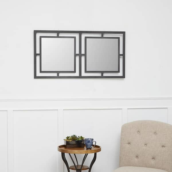 Silverwood Furniture Reimagined Beth Stacked Square Gunmetal Gray Decorative Mirror