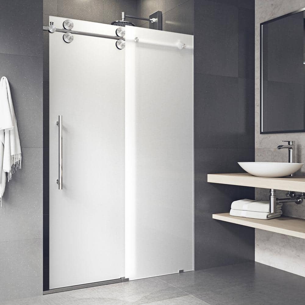 Elan 60-Inch Frameless Frosted Glass Sliding Shower Door