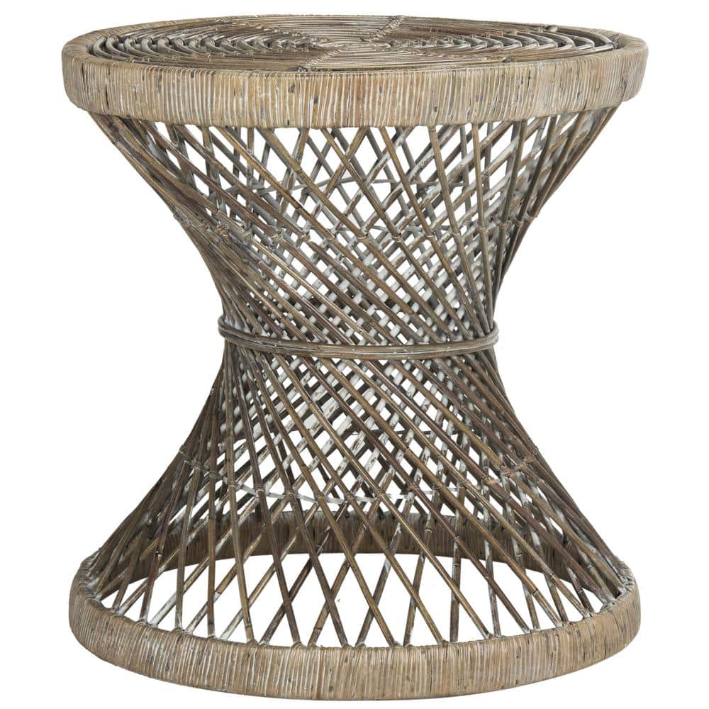24" Transitional Gray Round Wood Accent Table
