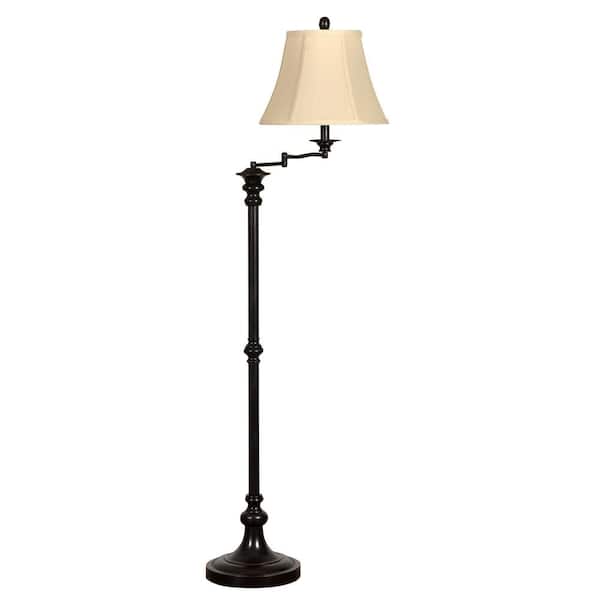 StyleCraft 62 in. Menlo Bronze Floor Lamp with Cream Fabric Shade