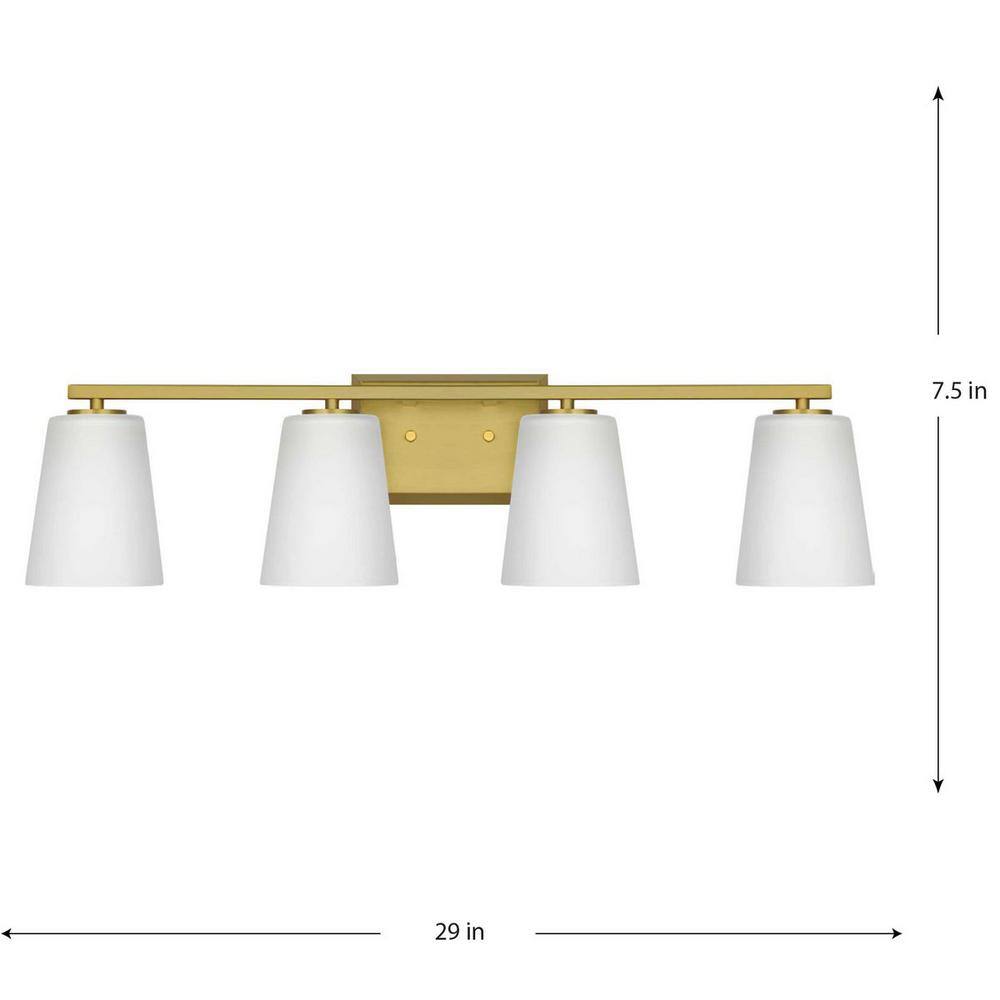 Brushed Gold 4-Light Dimmable Bath Vanity Fixture