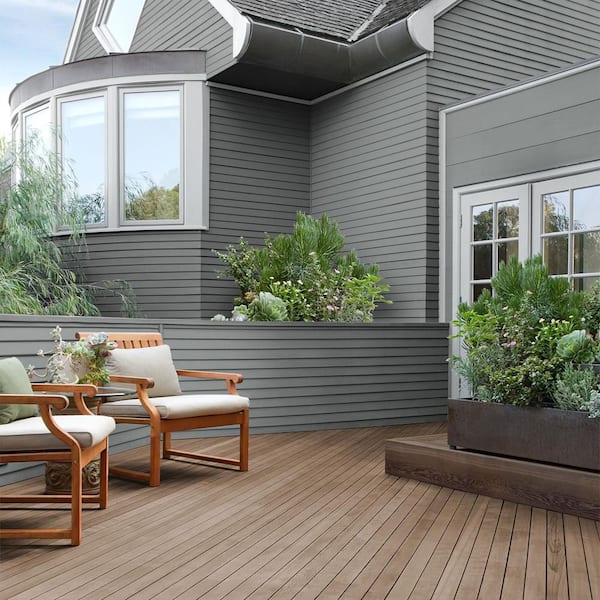 BEHR #6795 Slate Gray Solid Color House and Fence Exterior