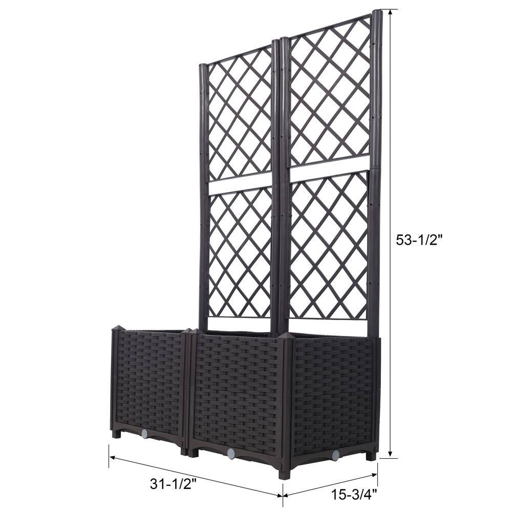 Large Brown Polypropylene Rectangular Raised Bed with Trellis