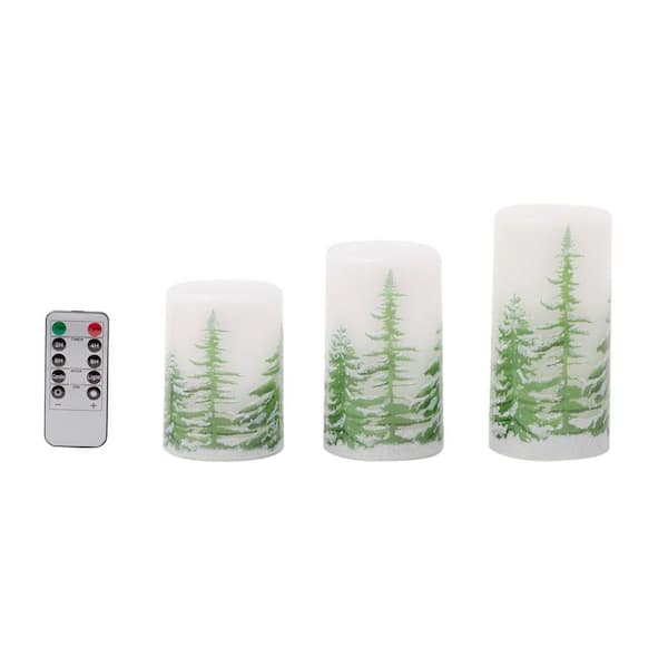 Unbranded Set Of Three LED Xmas Tree Unscented Flameless Candle