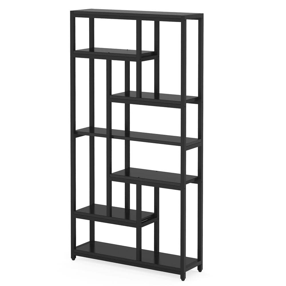 TRIBESIGNS WAY TO ORIGIN 79 in. Black Engineered Wood 6-Open-Shelf Bookcase  with Sturdy Metal Frame HD-U0078-cx - The Home Depot