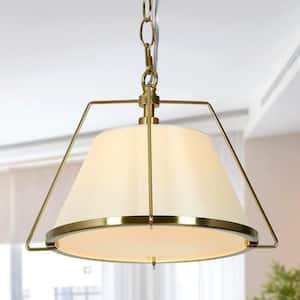 Modern Copper Gold Pendant Light, 1-Light Brass Bowl Island Pendant Light with Fabric Shade