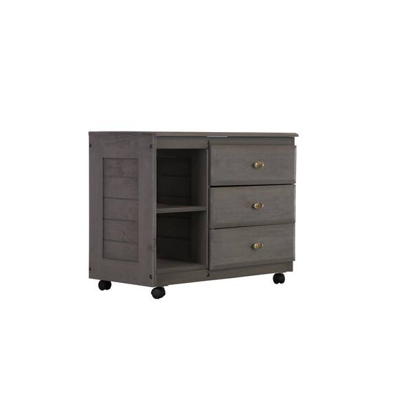 OS Home and Office Furniture Charcoal Gray Series 3-Drawer Charcoal Gray Mobile Chest of Drawers 34 in. W x 27 in. H x 17 in. D