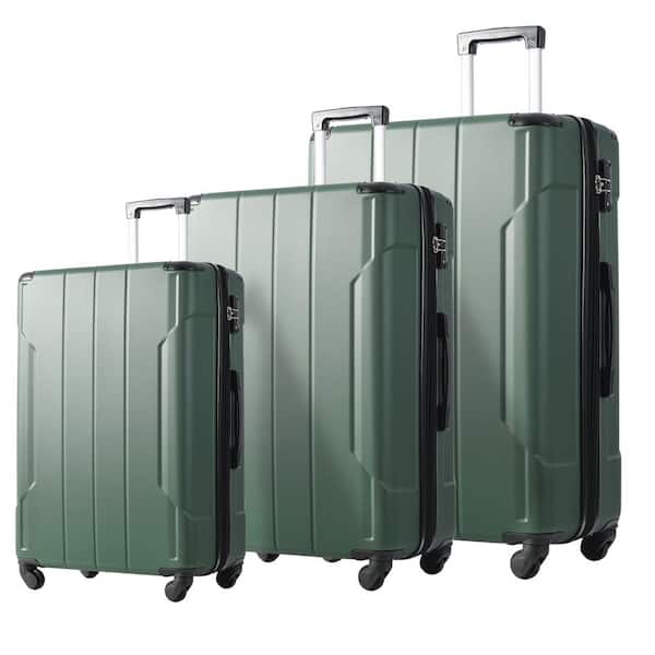 Merax Green 3-Piece Expandable ABS Hardshell Spinner Luggage Set with TSA Lock and Reinforced Corner Bumpers