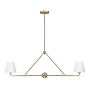 Xavier 2-Light Vibrant Gold and White Chandelier