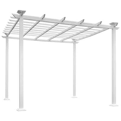 10 ft. x 10 ft. White Iron Pergola Gazebo for Vines Pure Iron Chic Lid Cover Design Sleek Seams