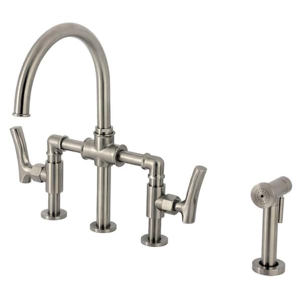 Hallerbos 2-Handle Bridge Kitchen Faucet in Brushed Nickel