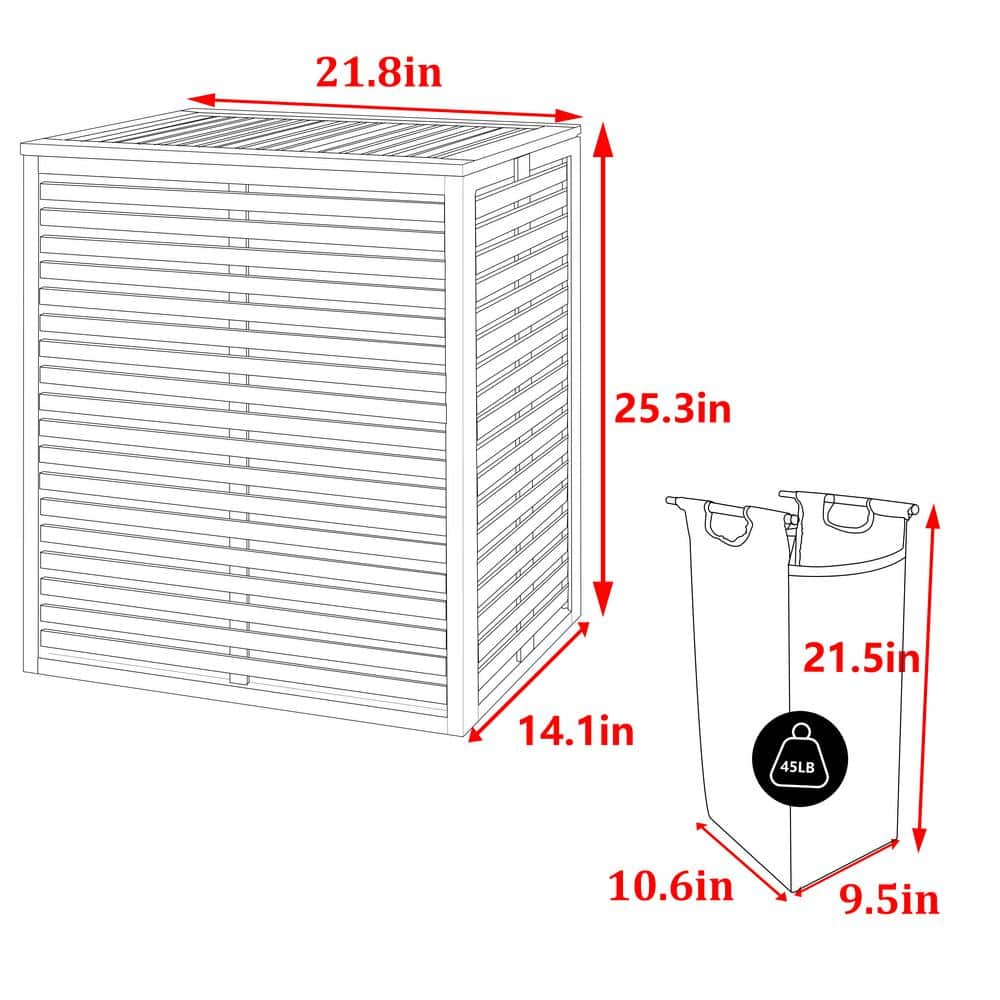 Natural Bamboo 2-Section Collapsible Laundry Hamper with Lid