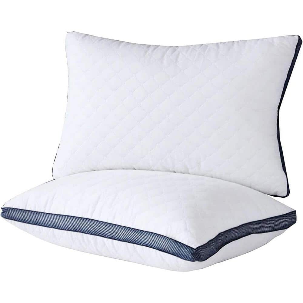 Queen Size White Microfiber Gel Memory Foam Pillows, Set of 2
