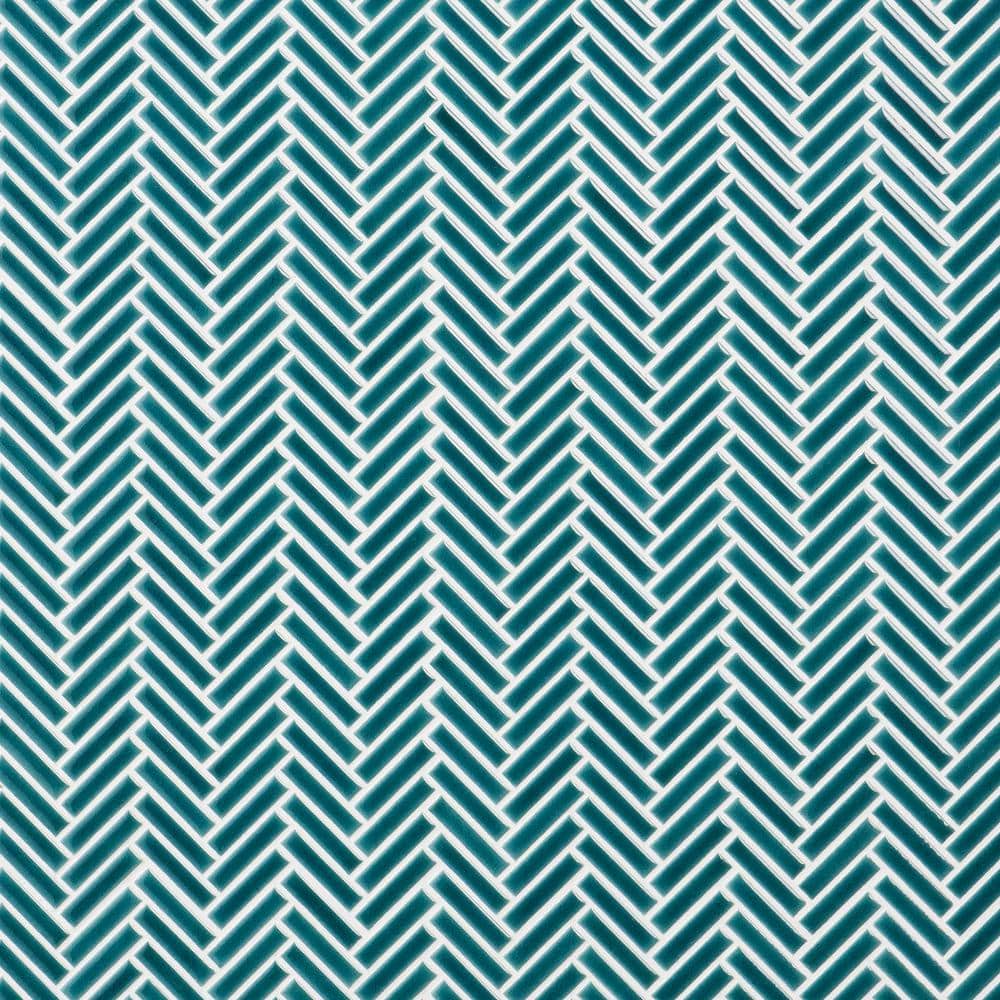 Motif Herringbone Teal 11.14 in. x 11.14 in. Crackled Glossy Porcelain Mosaic Floor and Wall Tile (0.86 sq. ft./each) price history on PriceWatchPro