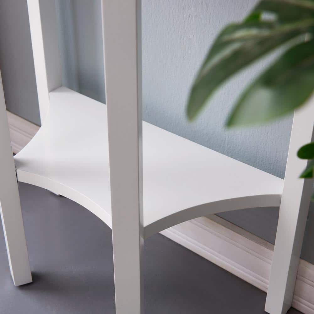 Cottage White Wood Demilune Console Table with Storage Drawer