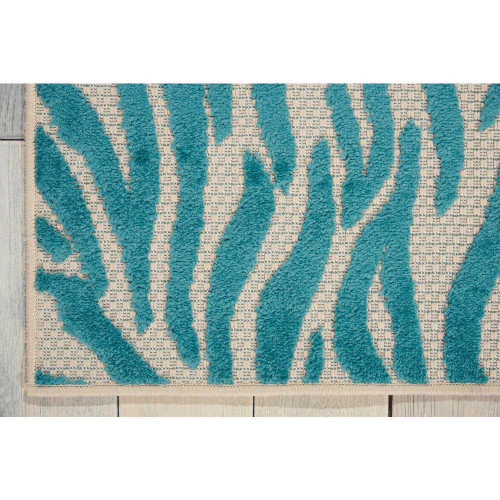 Aloha Blue Flat Woven Synthetic Stain-Resistant Area Rug