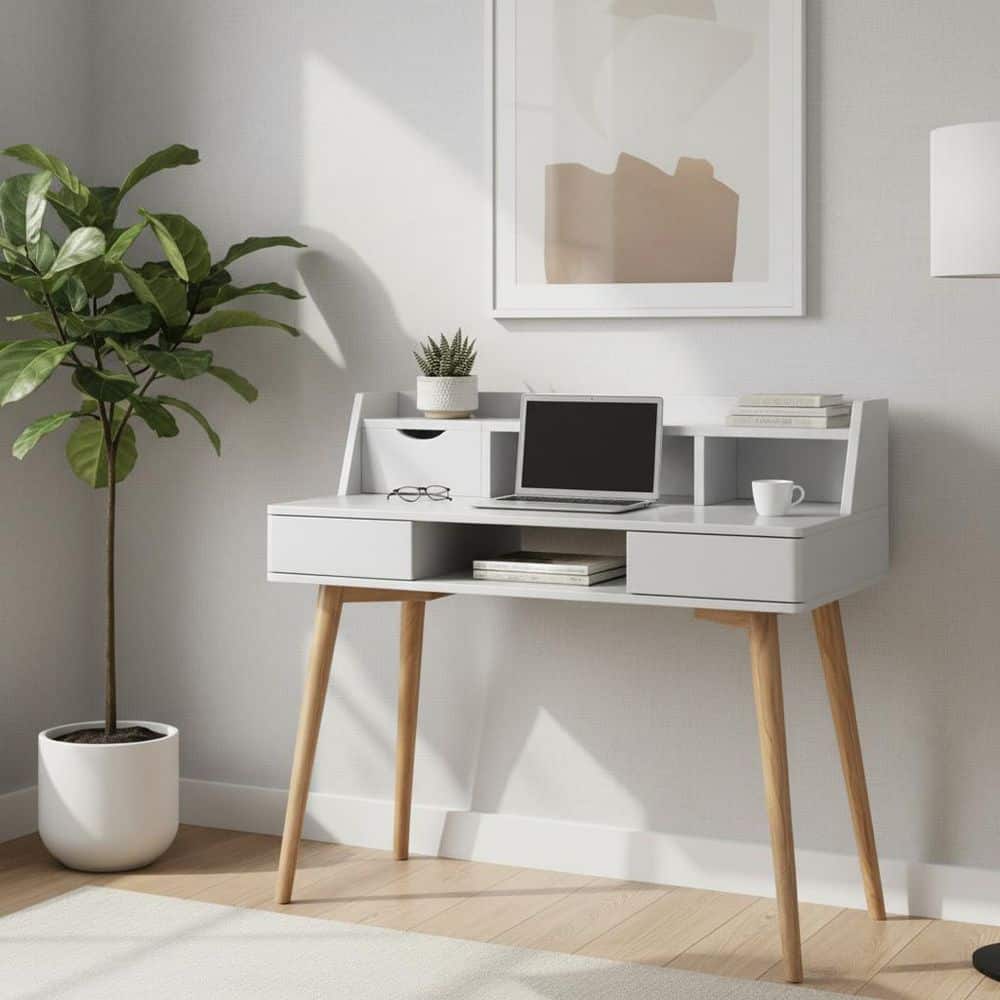 Teamson Home 40-in. White Modern Writing Desk with Built-In