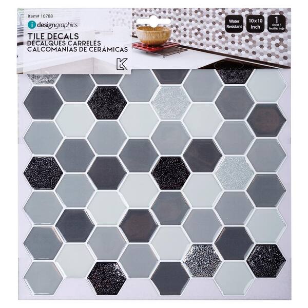 Unbranded Self-Adhesive Quatrefoil Glitter Accent, Grey, 10 in. x 10 in. Peel and Stick Wall Tiles 10 in. x 10 in.