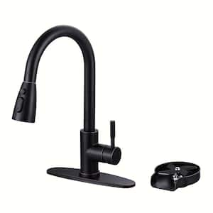 Single Handle Pull Down Sprayer Kitchen Faucet with Deckplate and Glass Rinser in Oil Rubbed Bronze