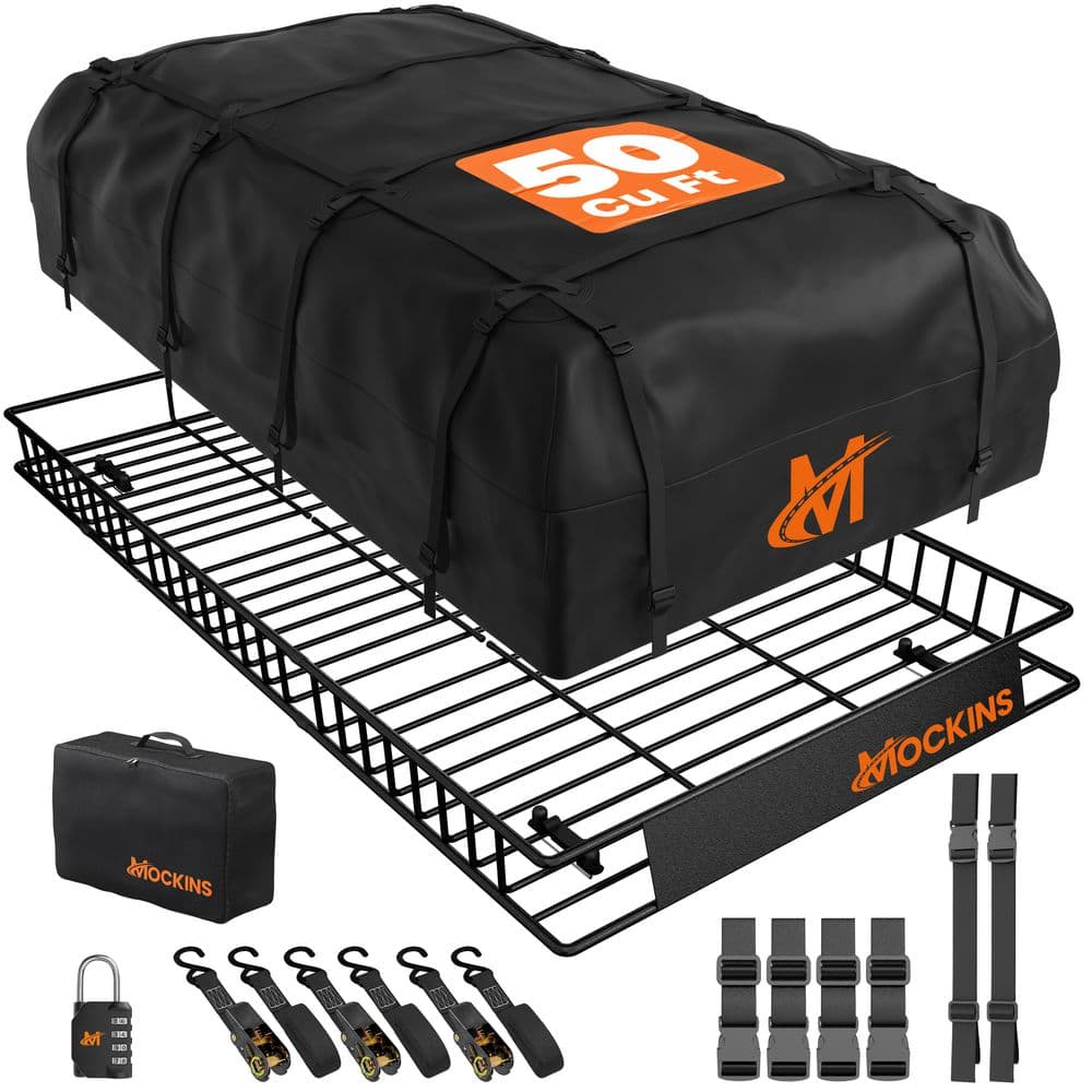90 in. x 50 in. x 6 in. XXL Roof Rack Basket w/ 50 cu. ft. Rooftop Cargo Bag (85 in. x 50 in. x 20 in.) and Accessories price history on PriceWatchPro