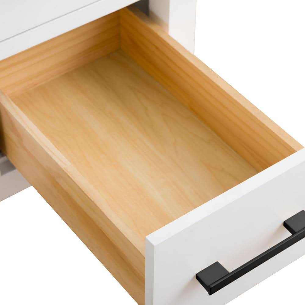 White Poplar Wood Single Sink Bathroom Vanity with Marble Top