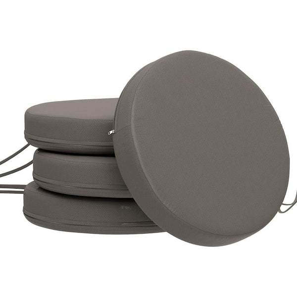 15 in. x 3 in. Outdoor Chair Cushions of 4 of Pieces, Thick Round Seat Dining Chairs Bistro Chairs Cushions Dark Gray