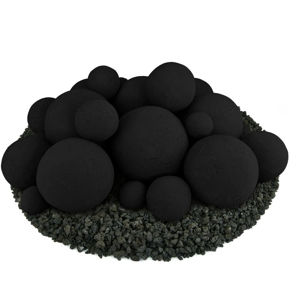 Mixed Set of 23 Ceramic Fire Balls in Midnight Black