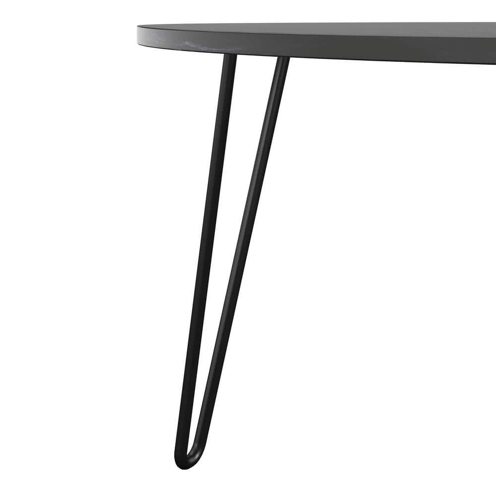Retro Glam Black Faux Marble & Metal Hairpin Nesting Tables