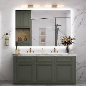 60 in. x 40 in. H Rectangular Frameless Super Bright Backlight LED Anti-Fog Tempered Glass Wall Bathroom Vanity Mirror