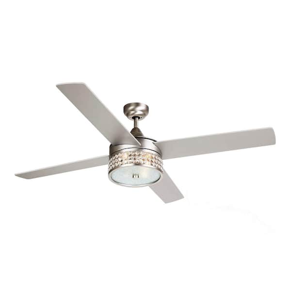 Matrix Decor 52 In Satin Nickel Downrod Mount Crystal Chandelier Ceiling Fan With Light Kit And Remote Control Md F6209110v The Home Depot Matrix Decor 52 In Satin Nickel, Ceiling Fan With Chandelier Light Kit