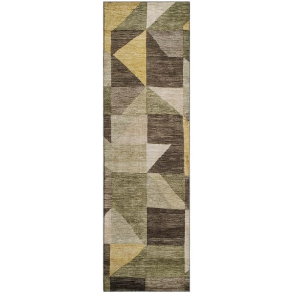 Mayfield Premium Machine Washable Abstract AMF2373 Fern 2 ft. x 7 ft. Runner Rug