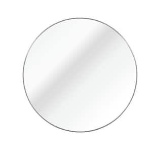 39 in. W x 39 in. H Round Framed Wall Mounted Bathroom Vanity Mirror in Silver