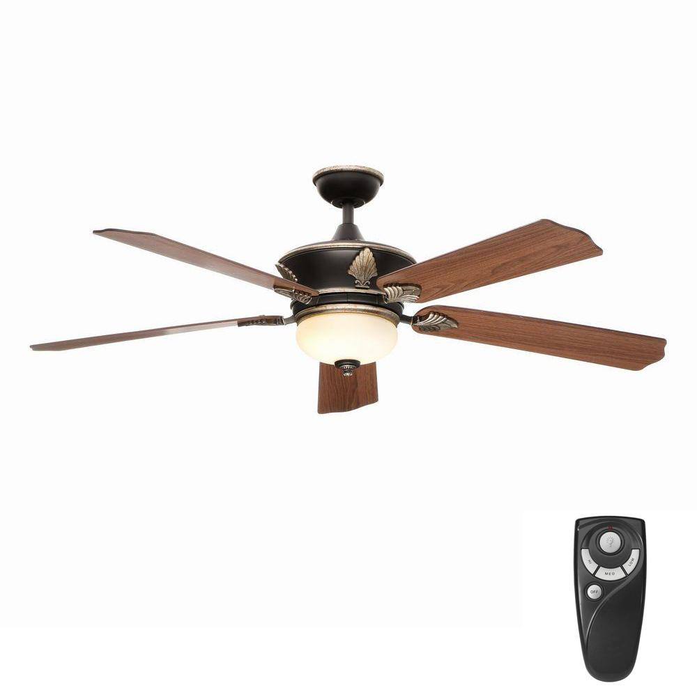 Home Decorators Collection Wineberg 60 In Indoor Old World Gold Ceiling Fan With Light Kit And Remote Control Am112 Owg The Home Depot