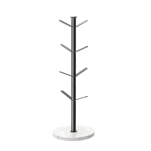 Marble Series 8-Hook Matte Black Mug Tree Stable Coffee Cup Holder Stand for Kitchen Counter Cabinet Cafe