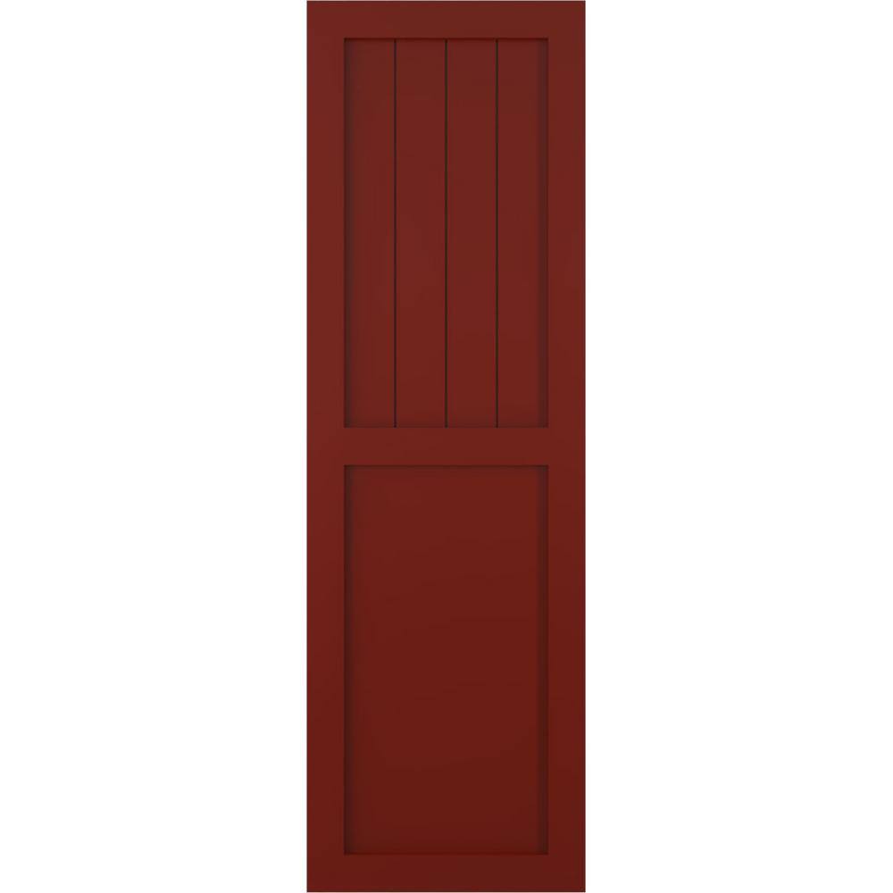 12 in. x 66 in. True Fit PVC Farmhouse/Flat Panel Combination Fixed Mount Board and Batten Shutters Pair in Pepper Red price history on PriceWatchPro