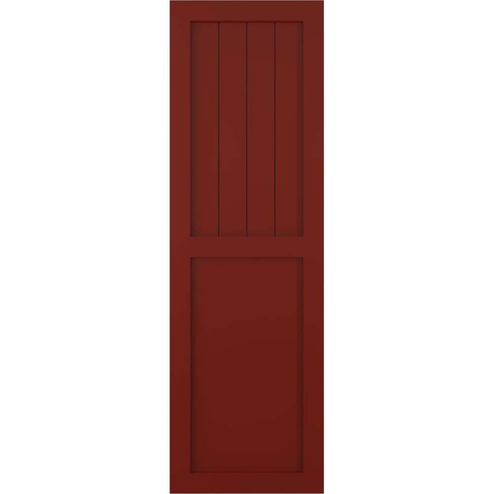 18 in. W x 33 in. H PVC Farmhouse/Flat Panel Combination Fixed Mount Board and Batten Shutters Pair in Pepper Red price history on PriceWatchPro