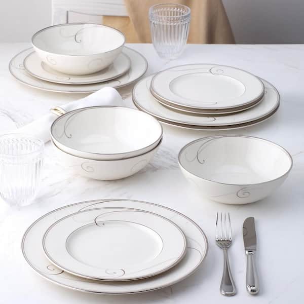 Noritake Platinum Wave 12-Piece (Platinum) Porcelain Dinnerware
