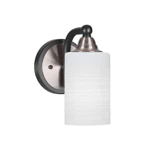Madison 4 in. 1-Light Matte Black and Brushed Nickel Wall Sconce with Standard Shade