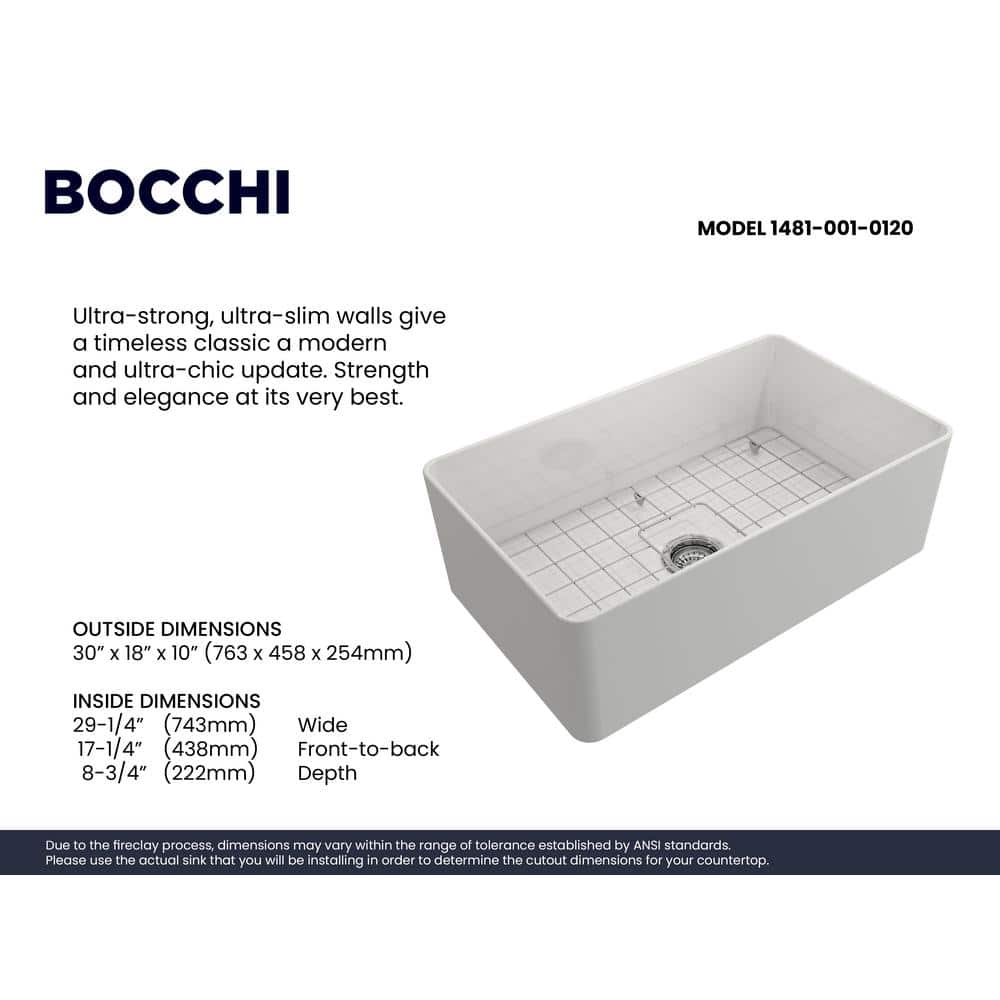 Aderci 30'' White Fireclay Farmhouse Apron-Front Kitchen Sink