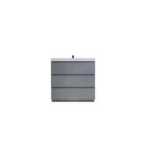 Angeles 36 in. W Vanity in Cement Gray with Reinforced White Acrylic Vanity Top with White Basin