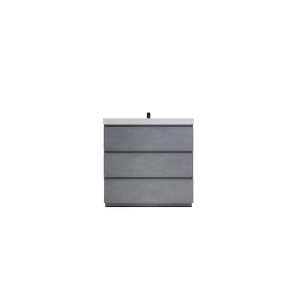 Angeles 36 in. W Vanity in Cement Gray with Reinforced White Acrylic Vanity Top with White Basin