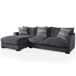 Gimbrel 115.25 in. Gray 2-Piece Chenille L-Shaped Left Facing Sectional Sofa