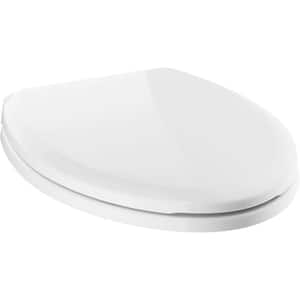 Sanborne Slow-Close Elongated Closed Front Toilet Seat with NoSlip Bumpers in White