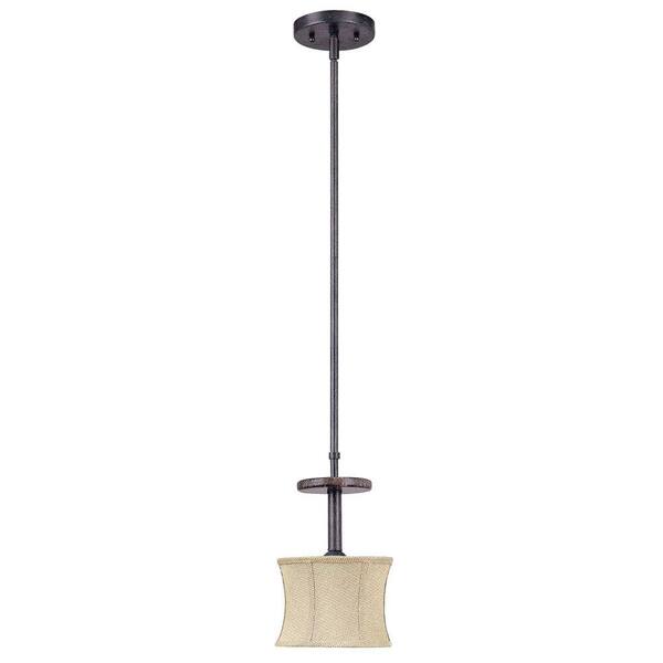 Glomar Madison - 1 Light Mini Pendant with Fabric Shade Ledgestone -DISCONTINUED