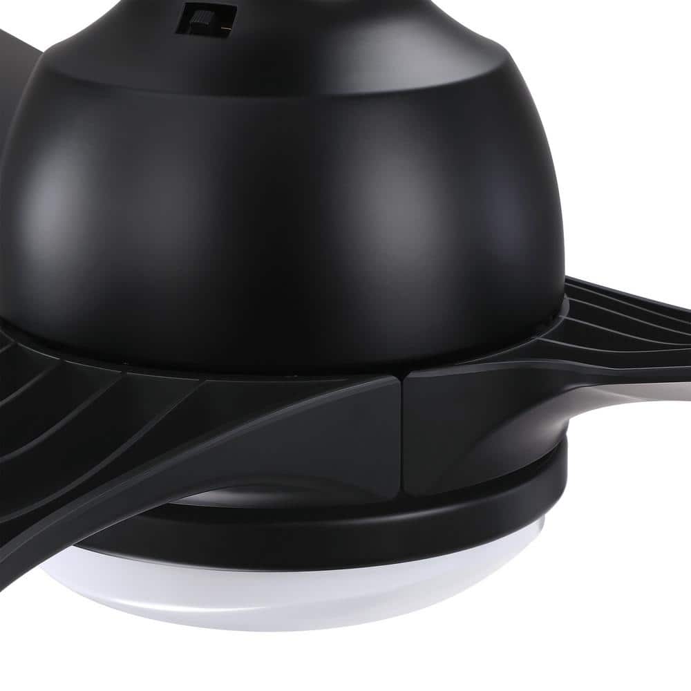 52" Matte Black Modern LED Ceiling Fan with Remote
