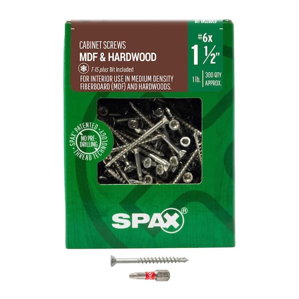 #6 x 1-1/2 in. Interior Trim Head Wood Screws Cabinet Torx T-Star Plus (300 Each) 1 LB Bit Included