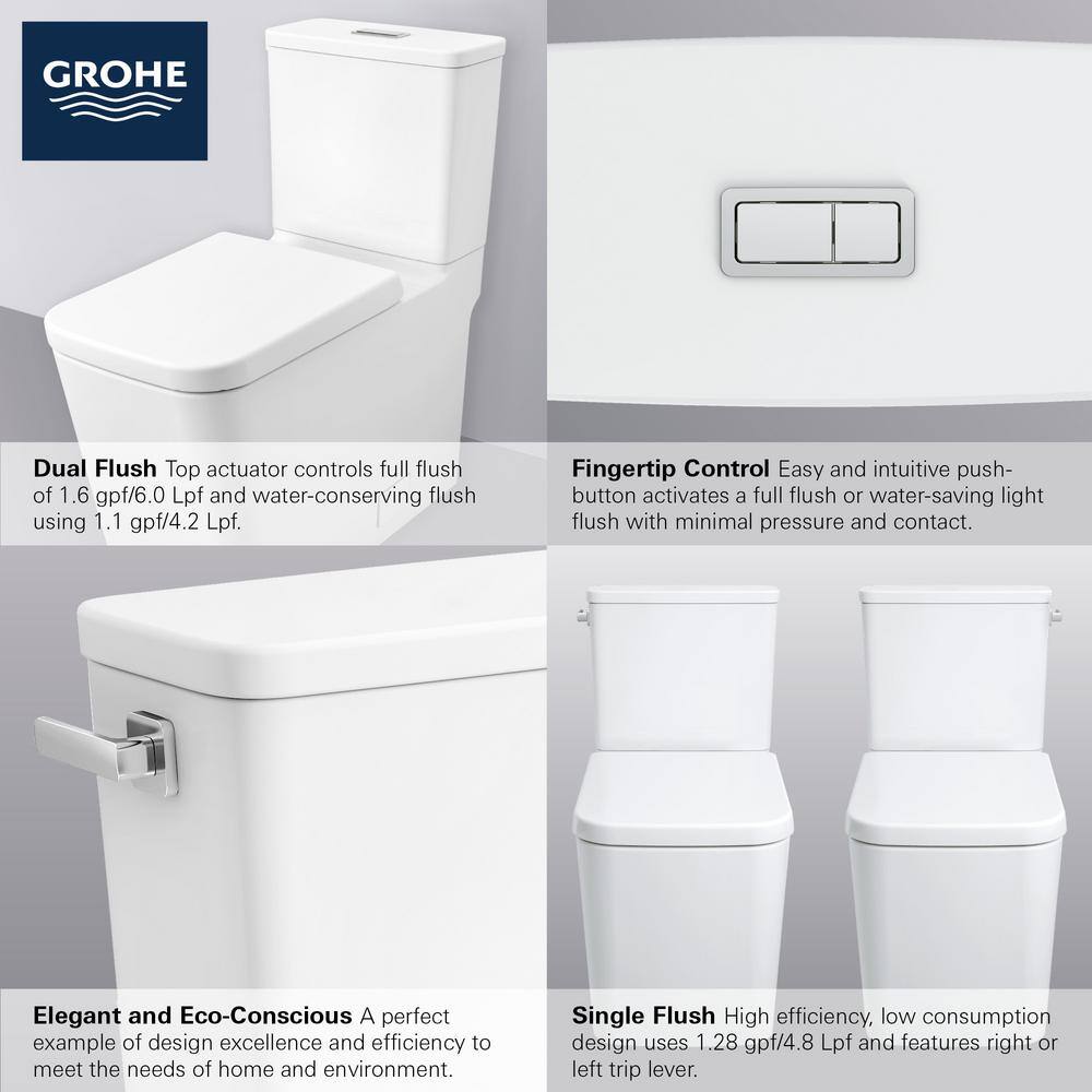 Alpine White Dual Flush Elongated Modern Toilet with Seat