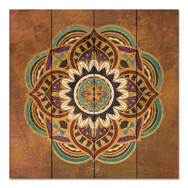 Unbranded Boho Medallion II Unframed Nature Wood Pallet Art Print 18 in. x 18 in.
