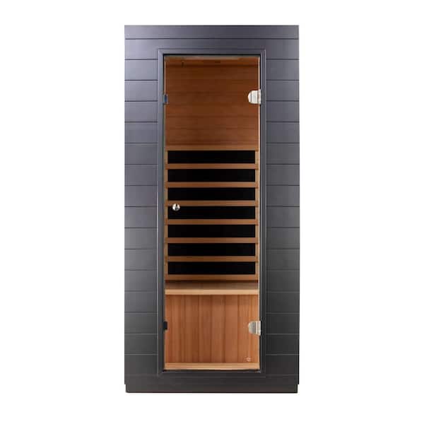 EZLIFE 1-Person Indoor Okoume Hemlock Wood Infrared Sauna with Low